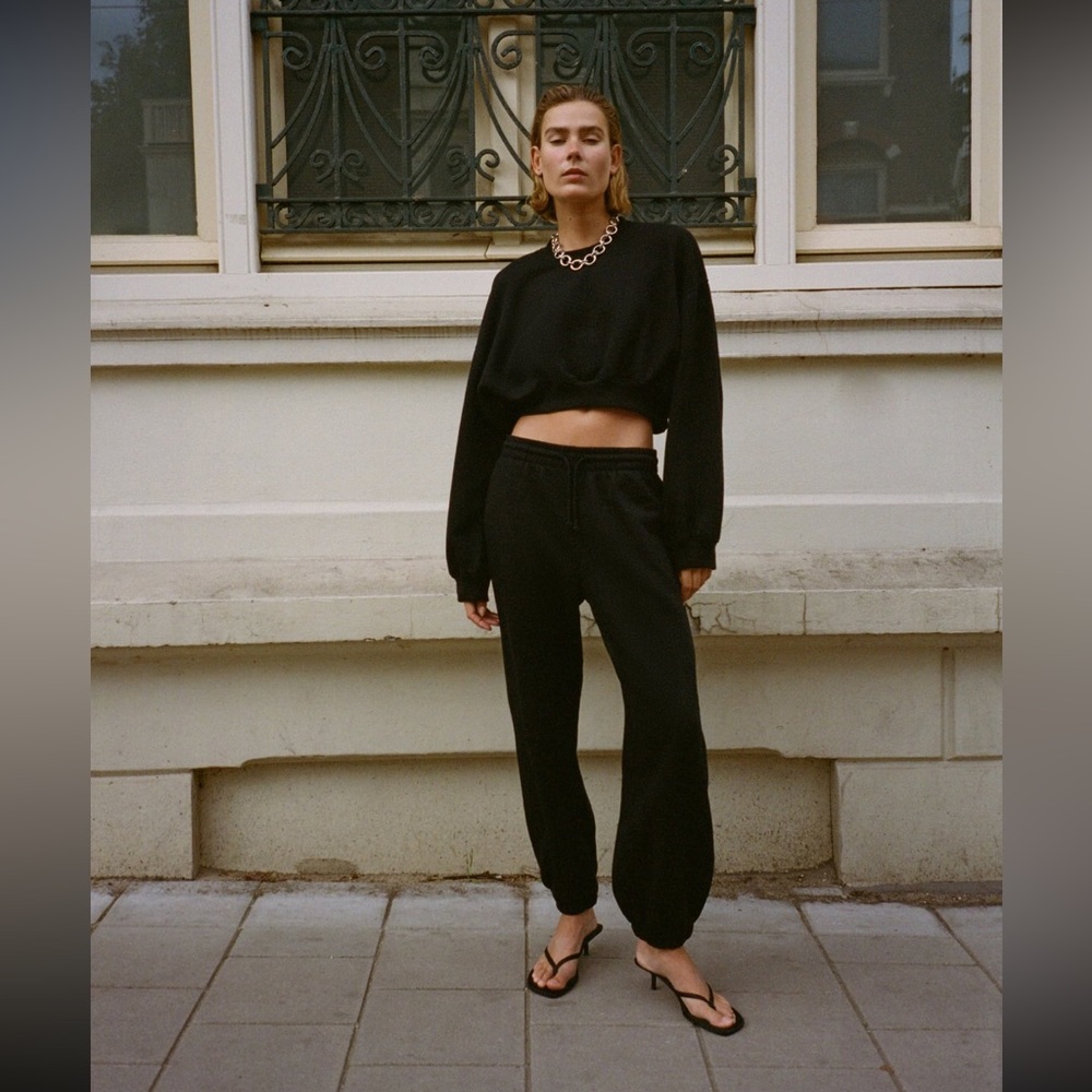 Zara high waisted cotton blend jogging pants